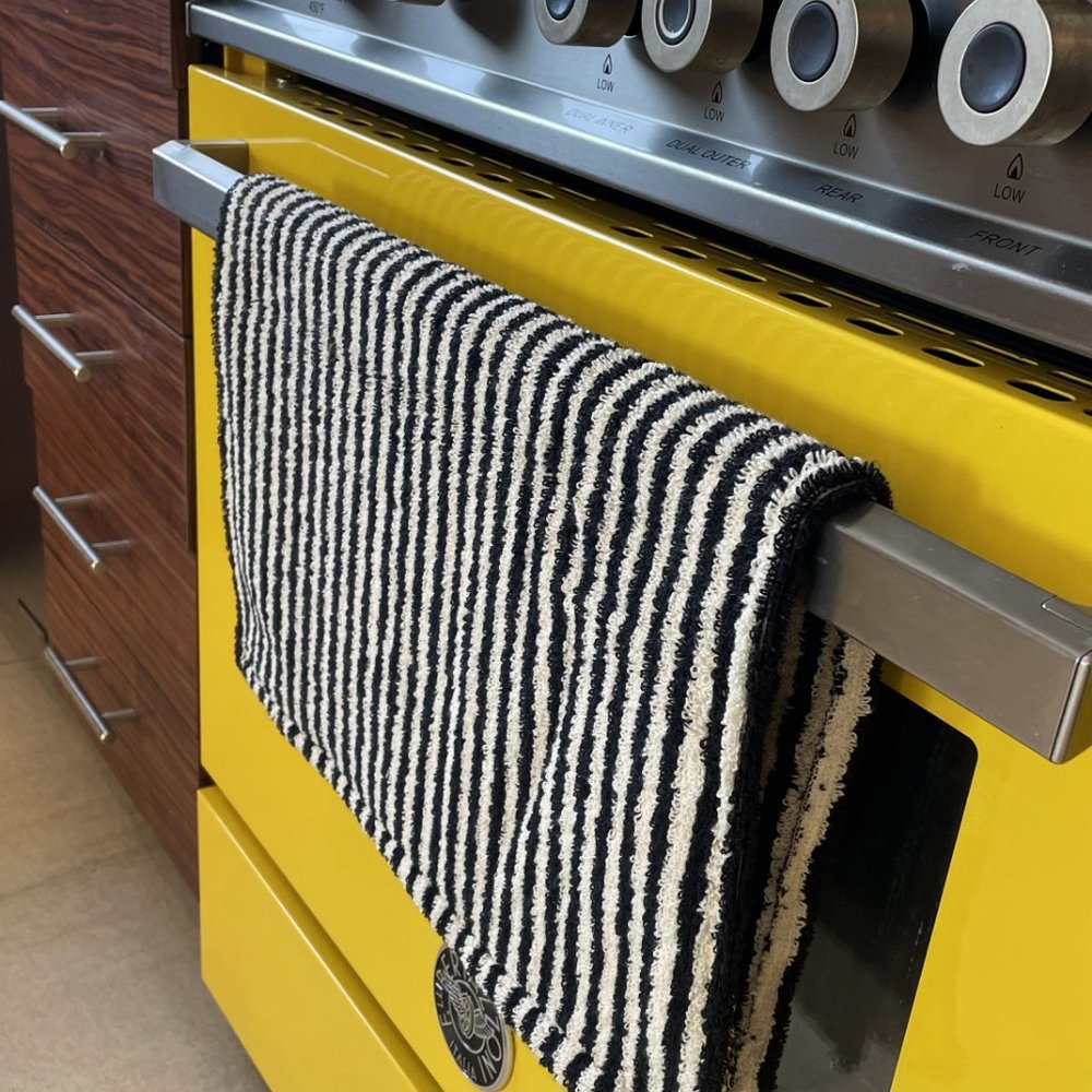 Backordered - 2 Black Kitchen Towels - Double Sided Pom Pom Turkish